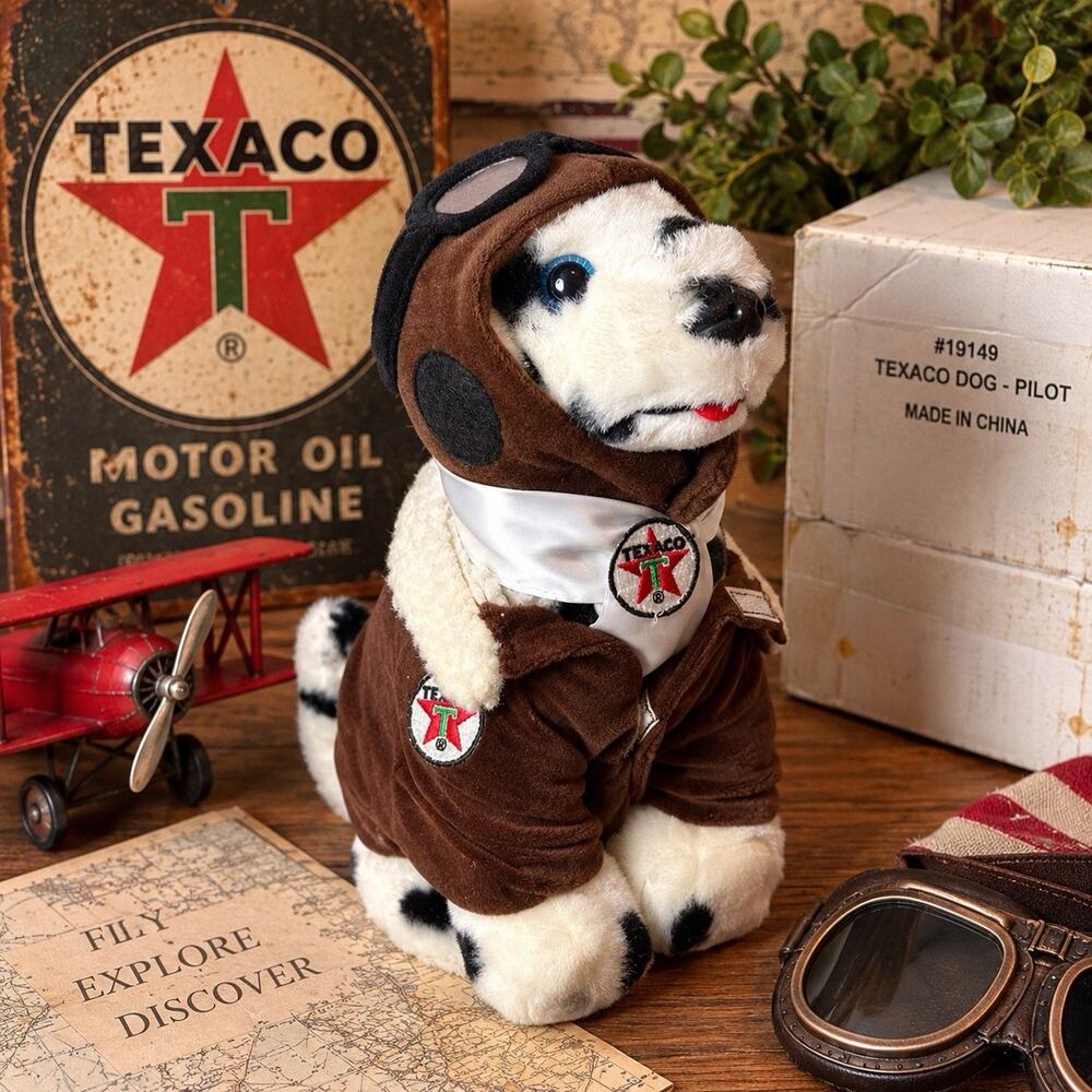 Texaco Dog Pilot #19149 Plush Dalmatian Aviator 10.5” Original Box Bag